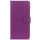Samsung Galaxy M13 Litchi Leather Flip Cover m. Lommebok - Lilla