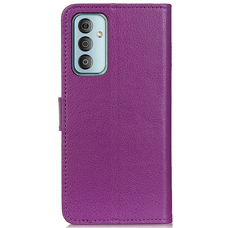 Samsung Galaxy M13 Litchi Leather Flip Cover m. Lommebok - Lilla