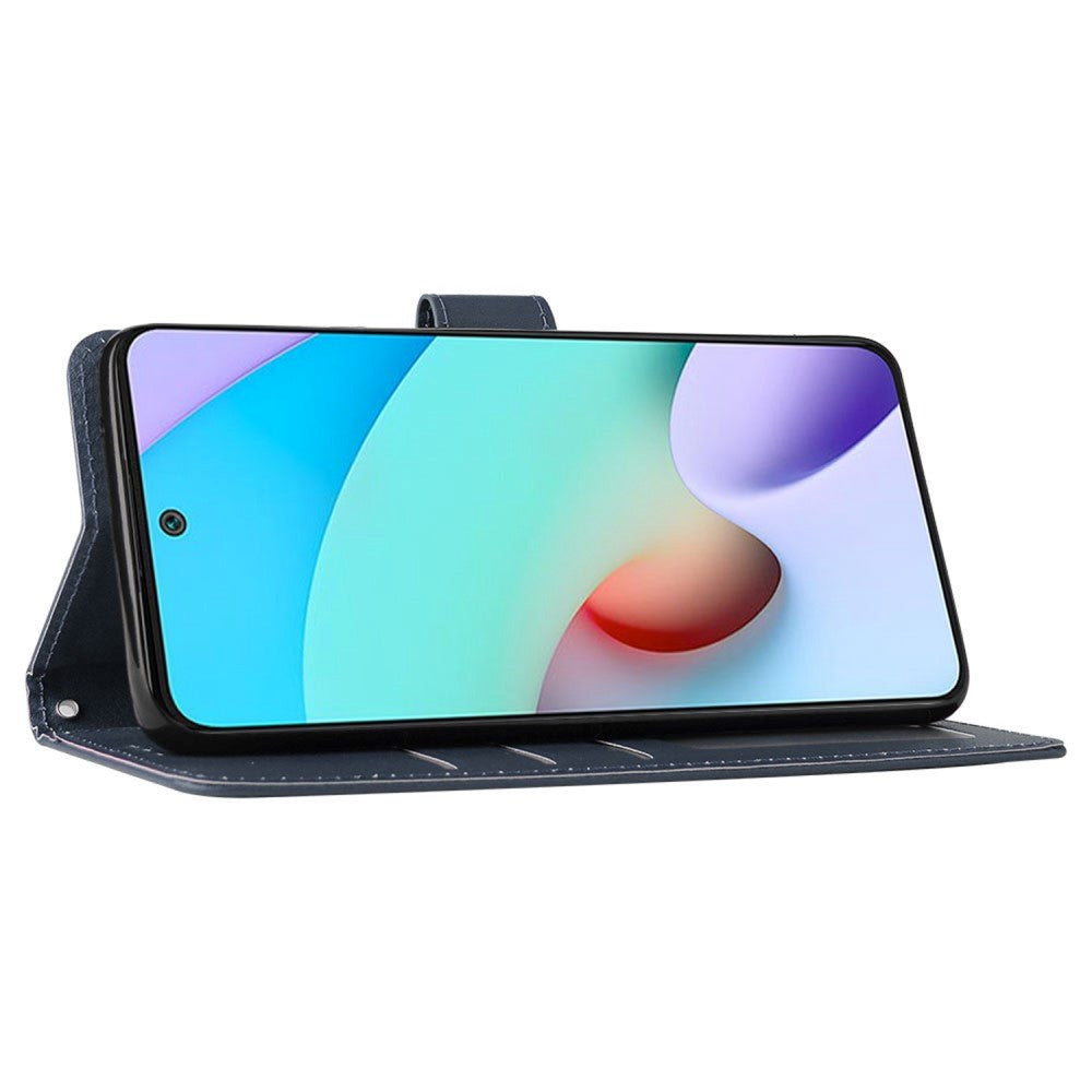 Xiaomi Redmi 10 (5G) Flip-deksel i lær m. Lommebok og stropp - blå