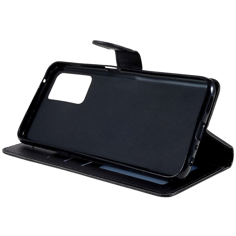 Oppo A76 / Realme 9i Leather Flip Cover m. Lommebok og stativfunksjon - svart