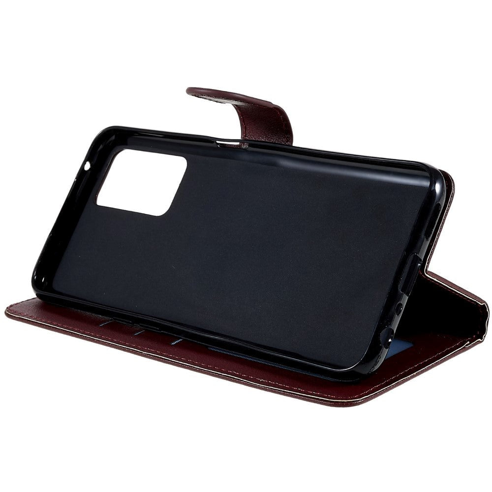 Oppo A76 / Realme 9i Leather Flip Cover m. Lommebok- og stativfunksjon - Vinrød