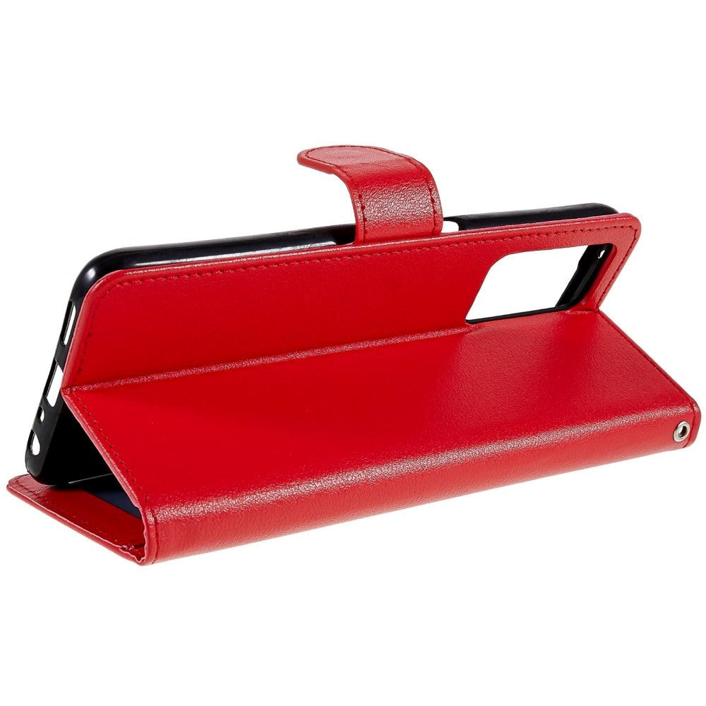 Oppo A76 / Realme 9i Leather Flip Cover m. Lommebok- og stativfunksjon - rød