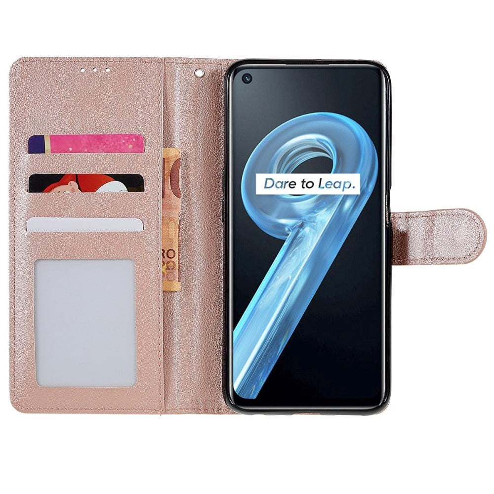 Oppo A76 / Realme 9i Leather Flip Cover m. Lommebok- og stativfunksjon - Rose gull