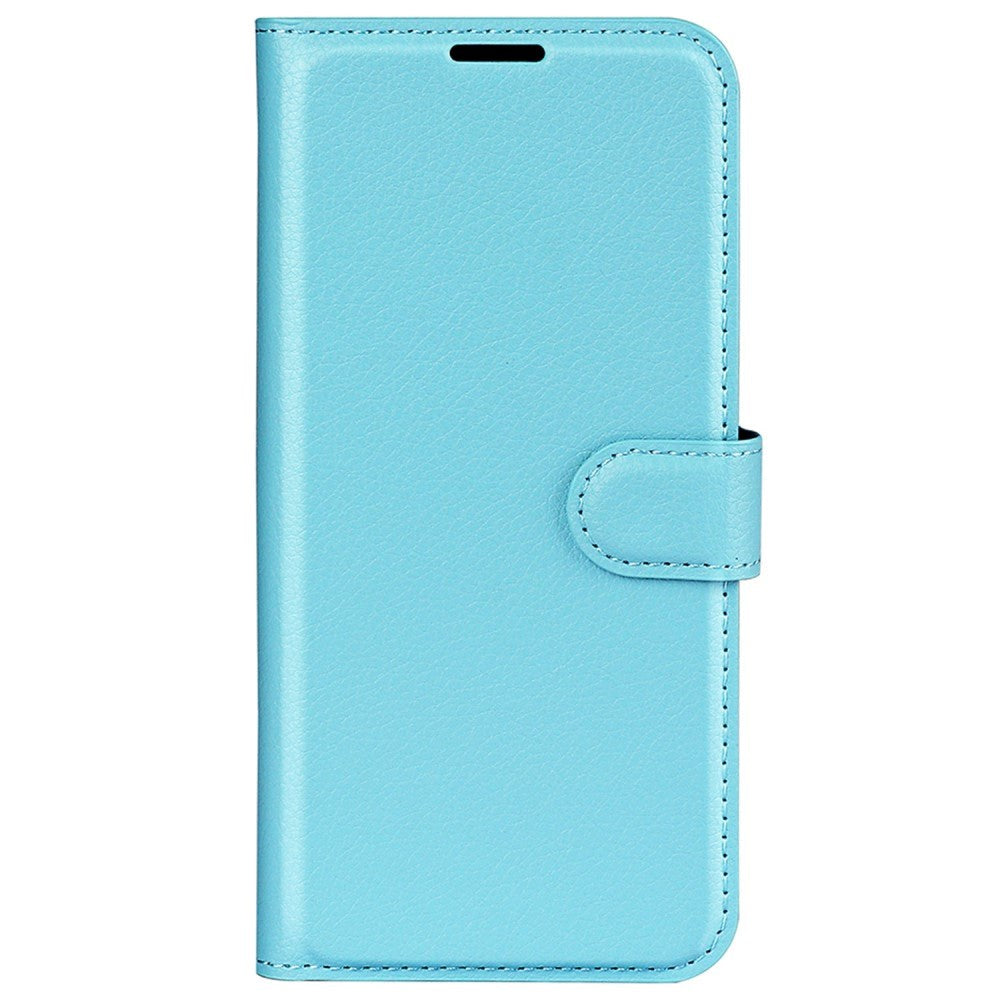 Xiaomi Poco F4 Litchi Leather Flip Cover m. Lommebok - Lyseblå