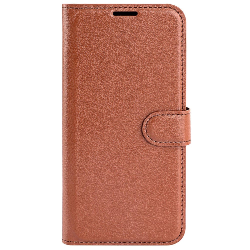 Xiaomi Poco F4 Litchi Leather Flip Cover m. Lommebok - Brun