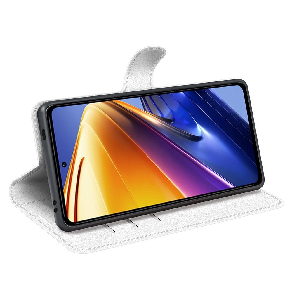 Xiaomi Poco F4 GT Litchi Leather Flip Cover m. Lommebok - Hvit