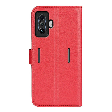 Xiaomi Poco F4 GT Litchi Leather Flip Cover m. Lommebok - Rød