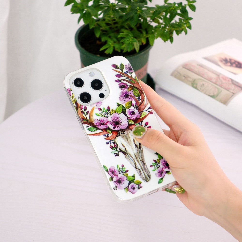 iPhone 14 Pro Fleksibelt TPU-plastbakdeksel - Flower Deer