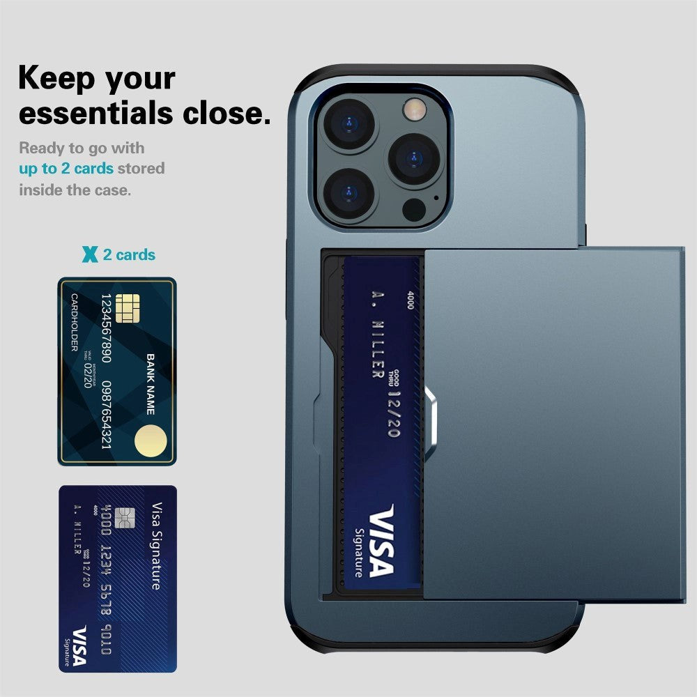 iPhone 14 Pro Craftsman Cover m. Kortholder - Marineblå