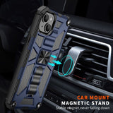 iPhone 14 Hybrid Håndværker Bagside Cover m. Kickstand & Magnet - Blå