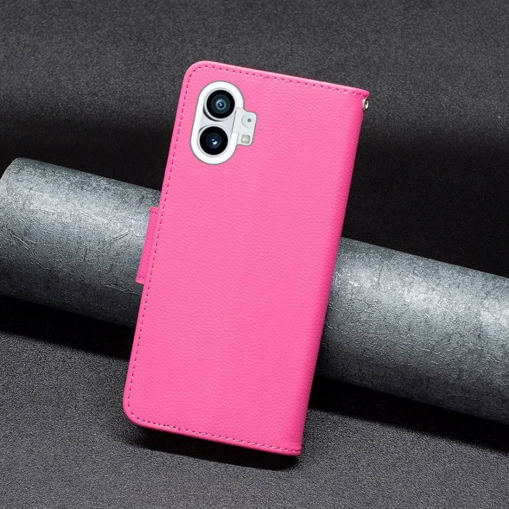 Ingenting Telefon (1) Artificial Leather Flip Cover m. Nøkkelbånd og kortholder - Rosa