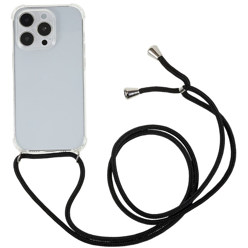 iPhone 14 Pro Fleksibelt Plastik Bagside Cover m. Snor / Strop - Gennemsigtig
