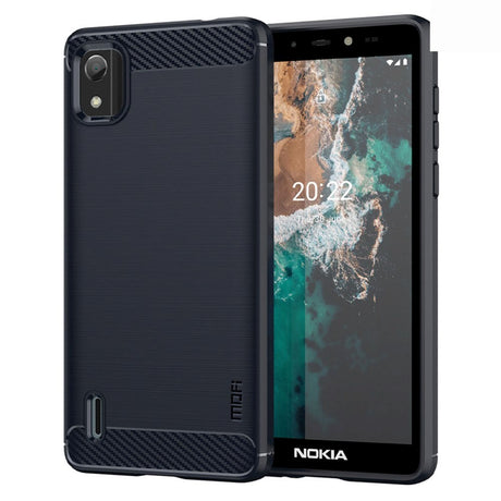 Nokia C2 2nd Edition Mofi børstet karbonfiber fleksibelt plastbakdeksel - blå