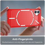 Ingenting Telefon (1) Børstet karbonfiber fleksibelt plastbakdeksel - rød