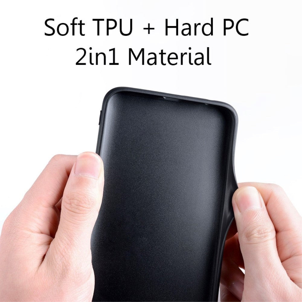 iPhone 14 Hybrid Læder / Plastik Bagside Cover m. Carbon Tekstur - Kaffe
