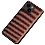 iPhone 14 Hybrid Læder / Plastik Bagside Cover m. Carbon Tekstur - Kaffe