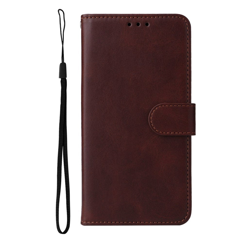 Xiaomi Poco F4 Leather Flip Cover m. Lommebok og stropp - brun