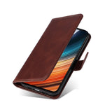 Xiaomi Poco F4 Leather Flip Cover m. Lommebok og stropp - brun