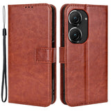 Asus Zenfone 10 / 9 Leather Flip Cover m. Lommebok og stativfunksjon - brun