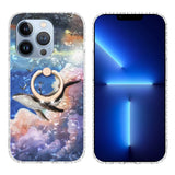 iPhone 14 Pro fleksibelt plastdeksel m. Ring- og stativfunksjon - Hval