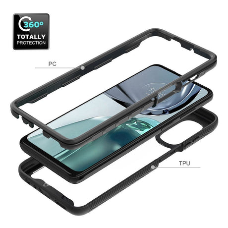 Motorola Moto G62 Craftsman Bakdeksel m. Gjennomsiktig rygg - rød