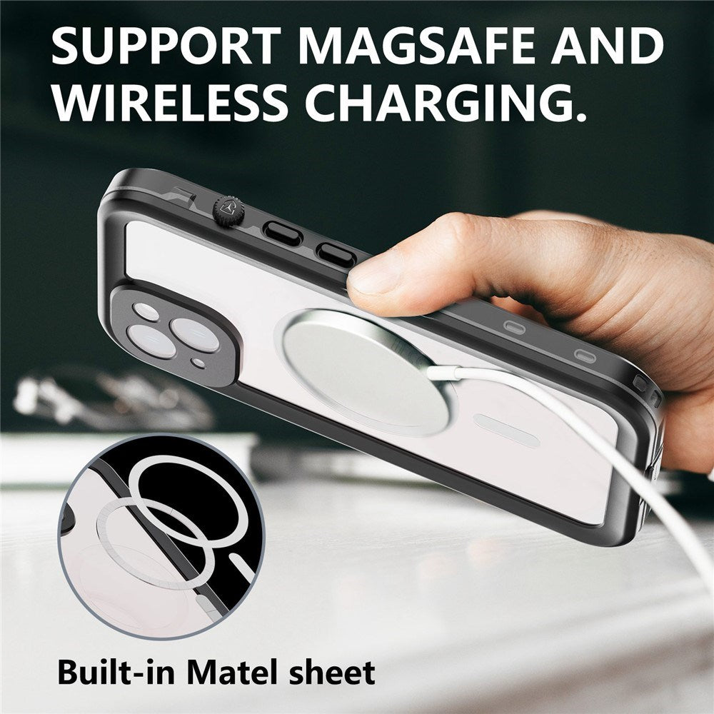 iPhone 14 Redpepper IP68 Vandtæt Case - MagSafe Kompatibel - Sort / Gennemsigtig