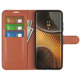 EIDERWOOD Motorola Edge 50 Ultra Litchi Leather Flip Cover m. Lommebok - Brun