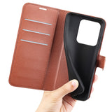 EIDERWOOD Motorola Edge 50 Ultra Litchi Leather Flip Cover m. Lommebok - Brun
