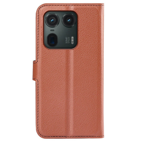 EIDERWOOD Motorola Edge 50 Ultra Litchi Leather Flip Cover m. Lommebok - Brun