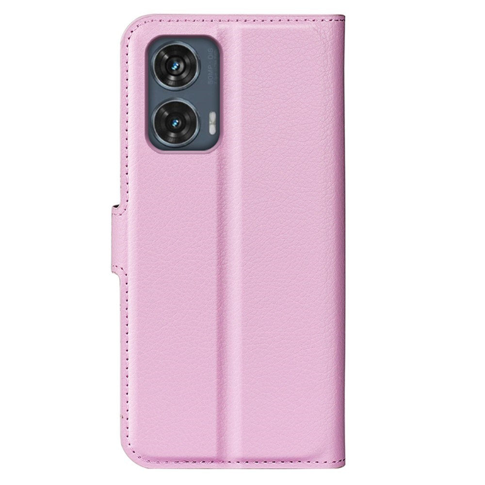 EIDERWOOD Motorola Edge 50 Fusion Litchi Leather Flip Cover m. Lommebok - Rosa