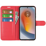 EIDERWOOD Motorola Edge 50 Fusion Litchi Leather Flip Cover m. Lommebok - Rød