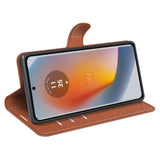 EIDERWOOD Motorola Edge 50 Fusion Litchi Leather Flip Cover m. Lommebok - Brun