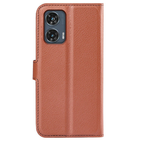 EIDERWOOD Motorola Edge 50 Fusion Litchi Leather Flip Cover m. Lommebok - Brun