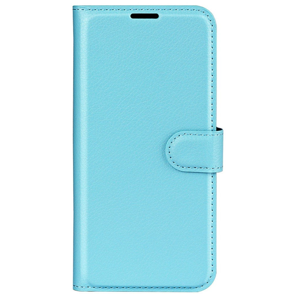 EIDERWOOD iPhone 16 Plus Litchi Leather Flip Cover m. Lommebok - Blå