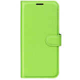 EIDERWOOD iPhone 16 Plus Litchi Leather Flip Cover m. Lommebok - Grønn