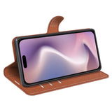 EIDERWOOD iPhone 16 Plus Litchi Leather Flip Cover m. Lommebok - Brun