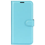 EIDERWOOD iPhone 16 Litchi Leather Flip Cover m. Lommebok - Blå