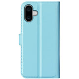 EIDERWOOD iPhone 16 Litchi Leather Flip Cover m. Lommebok - Blå