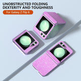 EIDERWOOD Samsung Galaxy Z Flip7 FE / Flip6 Læderbetrukket Glitrende Plastik Bagside Cover - Lilla