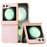 EIDERWOOD Samsung Galaxy Z Flip7 FE / Flip6 Læderbetrukket Glitrende Plastik Bagside Cover - Ferskenrosa