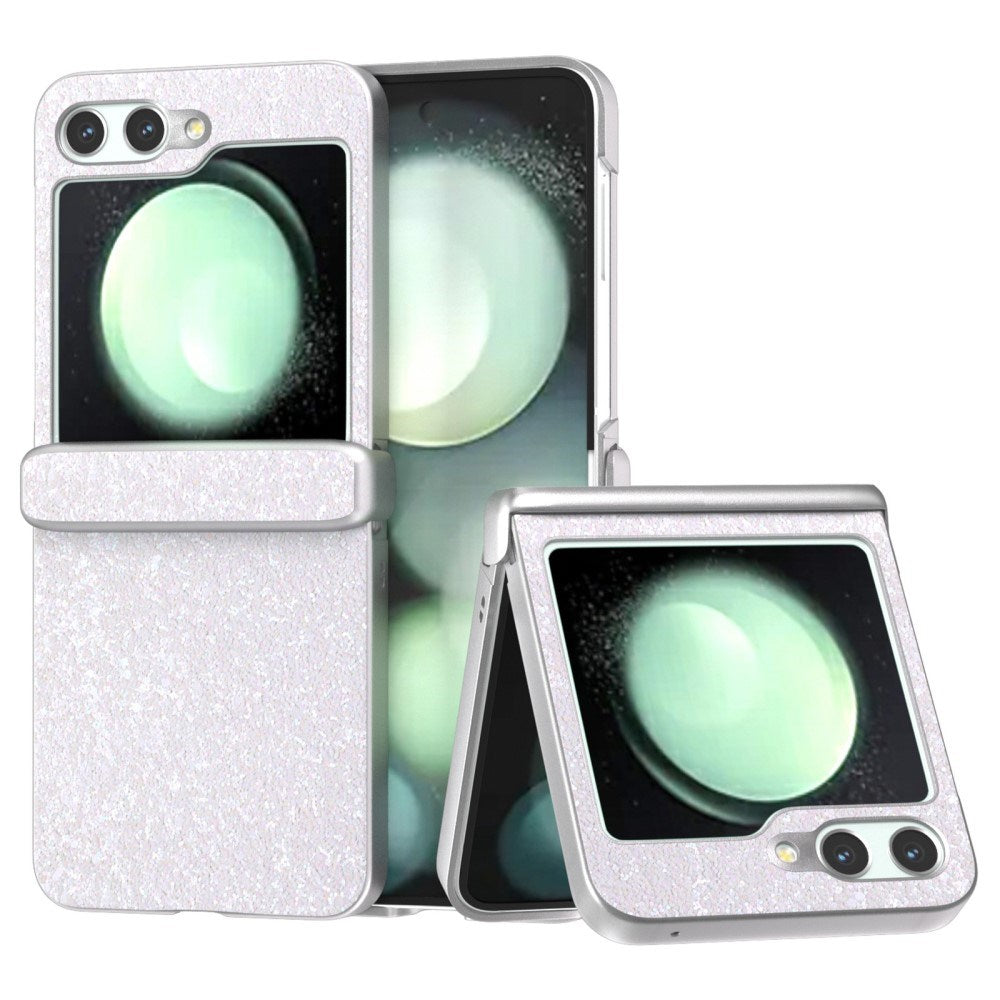 Samsung Galaxy Z Flip6 Skinndeksel Glitrende plastbakdeksel - Hvit