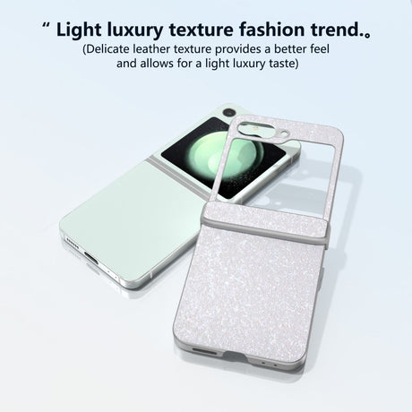 Samsung Galaxy Z Flip6 Skinndeksel Glitrende plastbakdeksel - Hvit