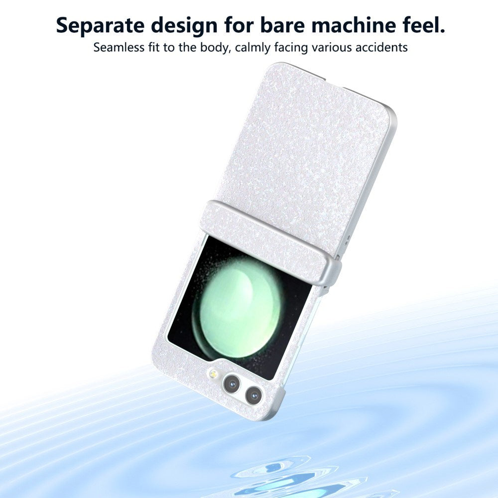 Samsung Galaxy Z Flip6 Skinndeksel Glitrende plastbakdeksel - Hvit