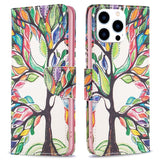 EIDERWOOD iPhone 16 Pro Leather Flip Cover m. Lommebok- og stativfunksjon - fargerikt tre