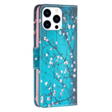 EIDERWOOD iPhone 16 Pro Leather Flip Cover m. Lommebok- og stativfunksjon - Tre med blomster