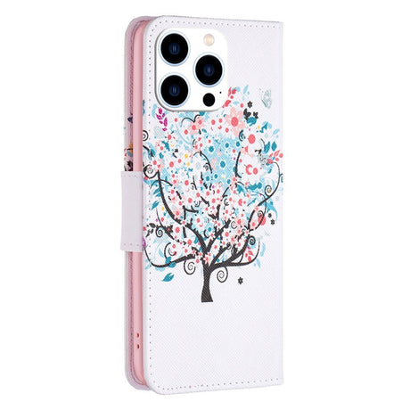EIDERWOOD iPhone 16 Pro Leather Flip Cover m. Lommebok og stativfunksjon - Blomster Tre