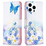 EIDERWOOD iPhone 16 Pro Leather Flip Cover m. Lommebok- og stativfunksjon - sommerfugl og blomster