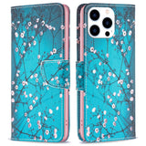 EIDERWOOD iPhone 16 Pro Max Leather Flip Cover m. Lommebok- og stativfunksjon - Tre med blomster