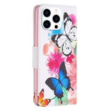 EIDERWOOD iPhone 16 Pro Max Leather Flip Cover m. Lommebok- og stativfunksjon - To sommerfugler