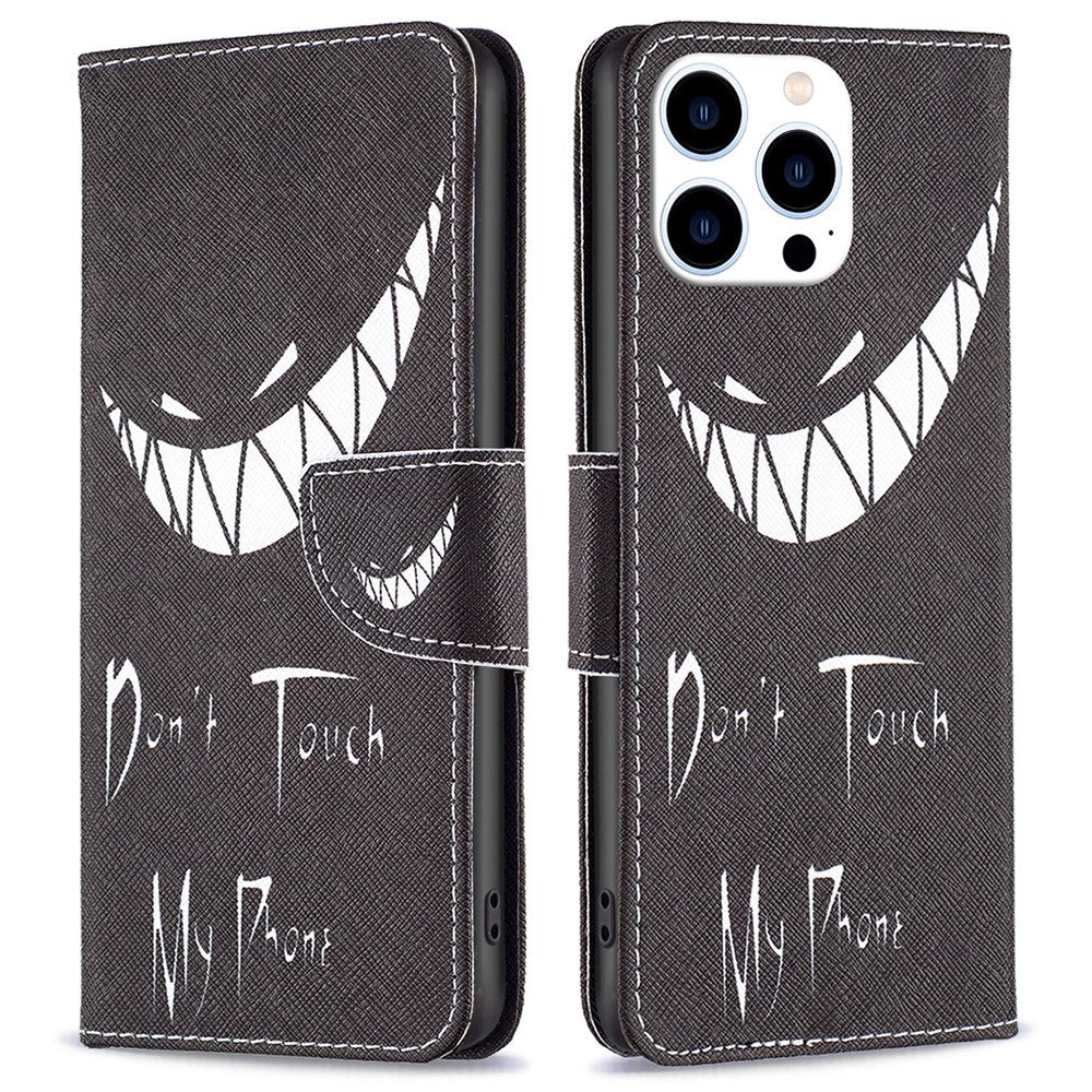 EIDERWOOD iPhone 16 Pro Max Leather Flip Cover m. Lommebok og stående funksjon - "Ikke rør telefonen min"